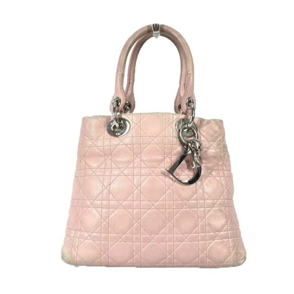 Auth CHRISTIAN DIOR LADY DIOR Cannage Bag Shoulder Bag Tote Bag Hand Bag - Picture 1 of 16